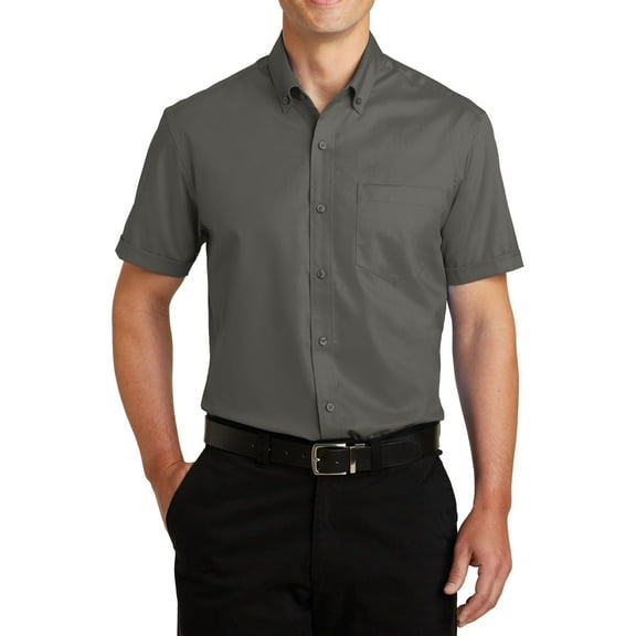 JustBlanks Mens Wrinkle Resistant Short Sleeve Twill Work Shirt Stain Release Easy Care Button Down