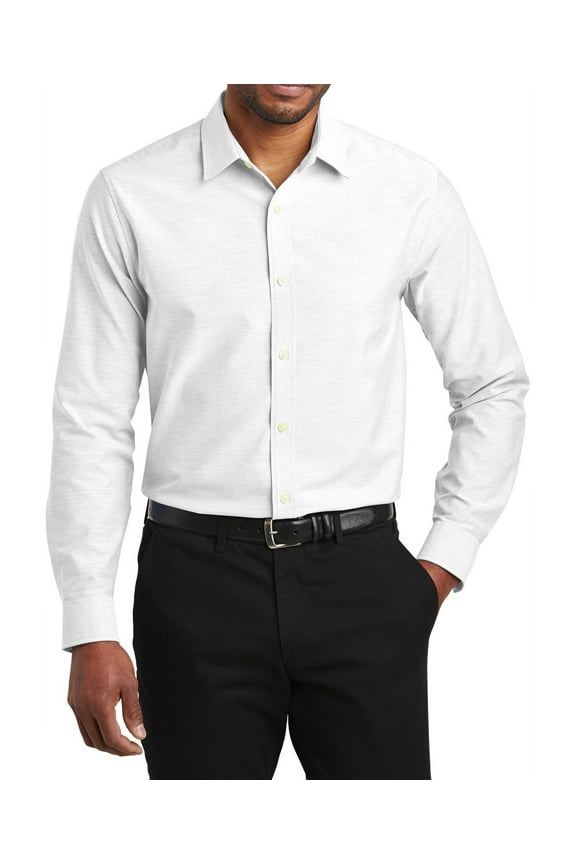 Just Blanks Slim Fit SuperPro Oxford Shirt Back Yoke With Knife Pleats Button-Down Collar, White, XS