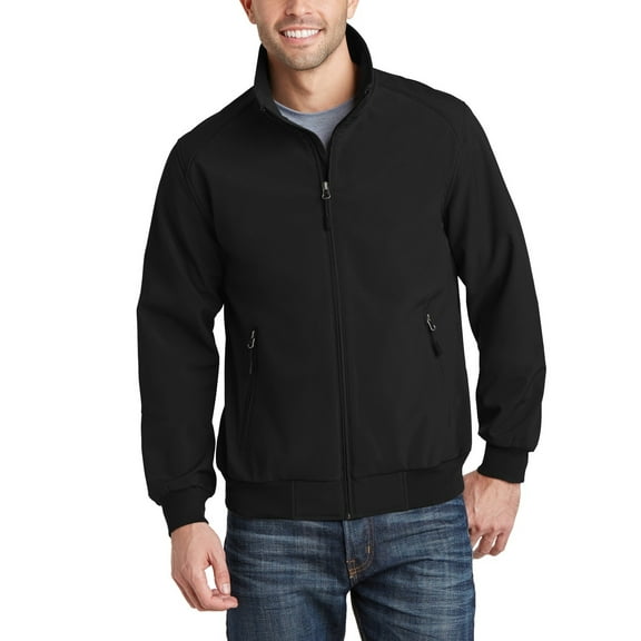 JustBlanks Soft Shell Bomber Jacket with Ribbed Collar Cuffs Water Resistant Polyester Blend