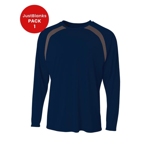 JustBlanks Mens Long Sleeve Color Block Crewneck for Men Athletic Performance T Shirt