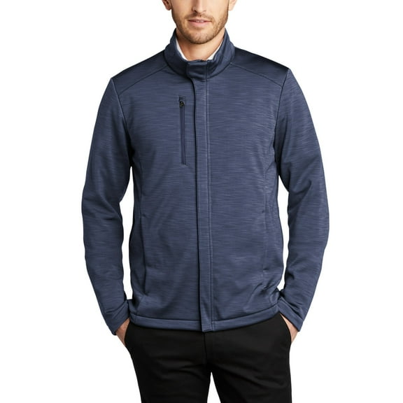 Just Blanks Stream Soft Shell Jacket Reverse-Coil Zippers, Dress Blue Navy Heather, 4XL
