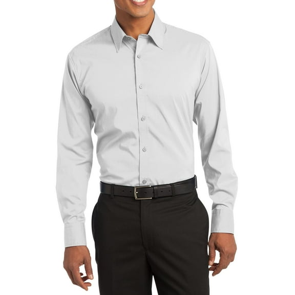 JustBlanks Mens Stretch Poplin Dress Shirt Cotton Poly Blend Button Down Collar Long Sleeve