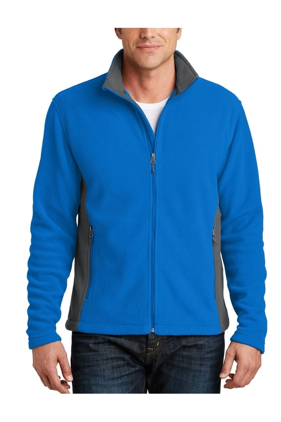 Colorblock Fleece Jacket with Zipper Adjustable Hem