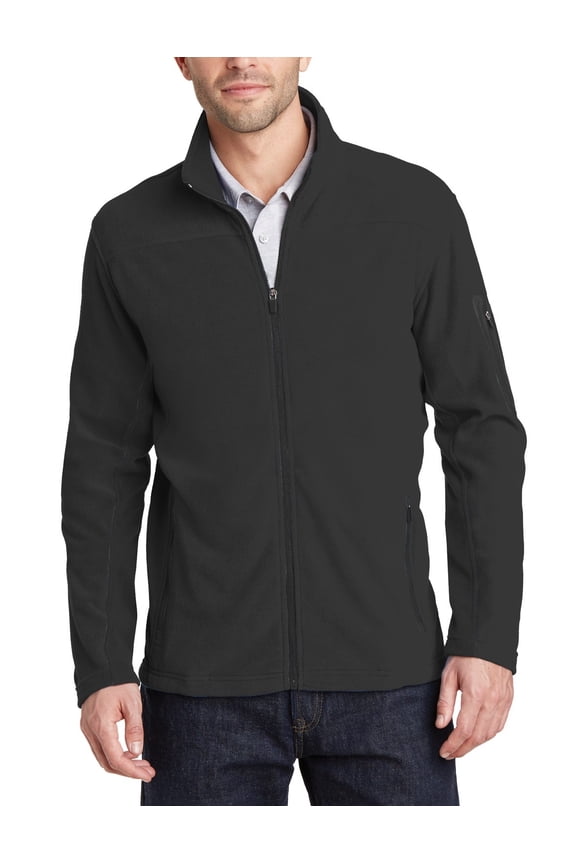 Just Blanks Summit Fleece Full-Zip Jacket Reverse Coil Zippers Front Zippered Pockets, Black/ Black, 4XL