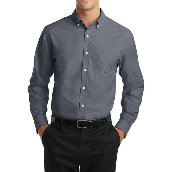 JustBlanks Mens Oxford Dress Shirt Wrinkle Resistant Stain Release Button Down Collar Long Sleeve