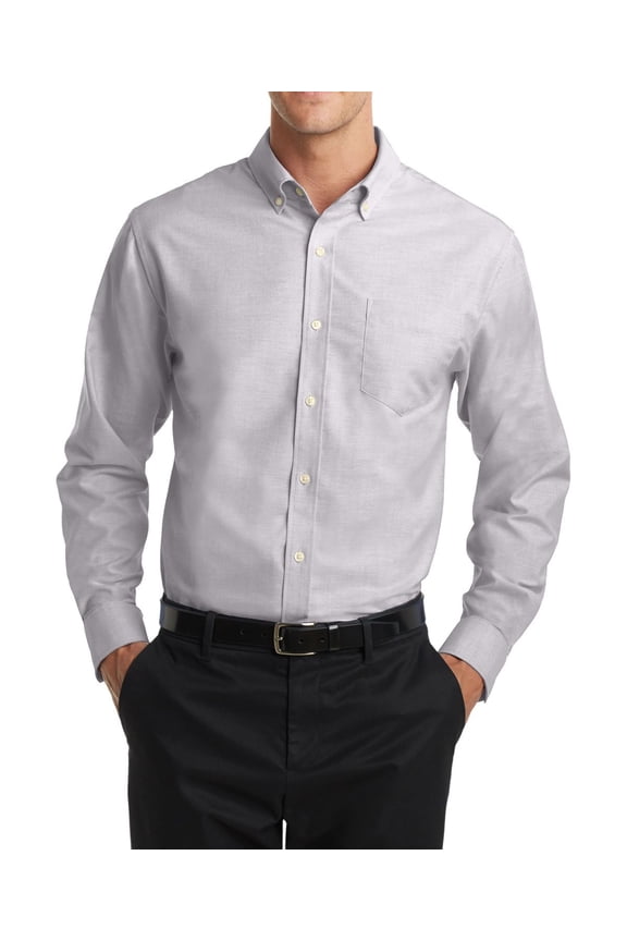 Mens Oxford Dress Shirt Wrinkle Resistant Stain Release Button Down Collar Long Sleeve