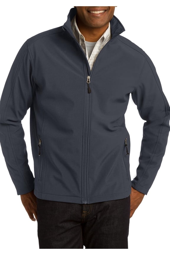 Just Blanks Tall Core Soft Shell Jacket Breathability Rating Reverse Coil Zippers, Battleship Grey, 4XLT