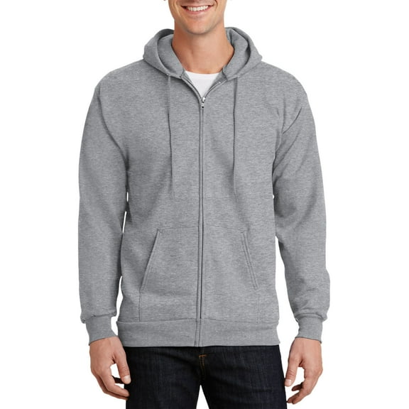 Just Blanks Tall Essential Fleece Full-Zip Hooded Sweatshirt , Athletic Heather, 4XLT