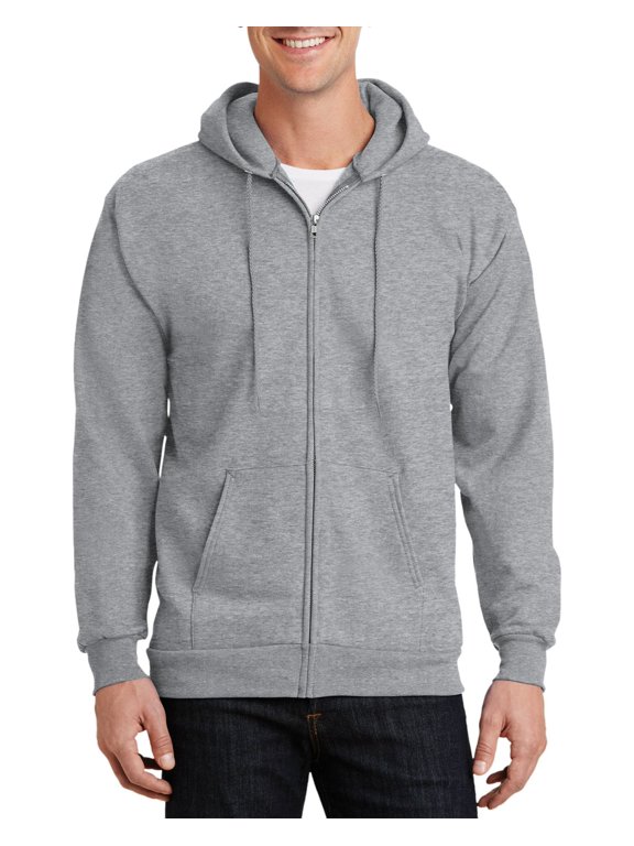 Just Blanks Tall Essential Fleece Full-Zip Hooded Sweatshirt , Athletic Heather, 4XLT