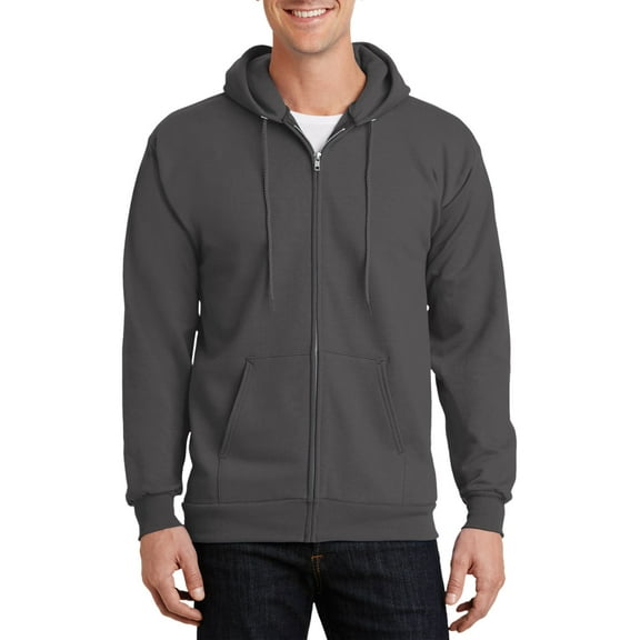 Just Blanks Tall Essential Fleece Full-Zip Hooded Sweatshirt , Charcoal, 4XLT