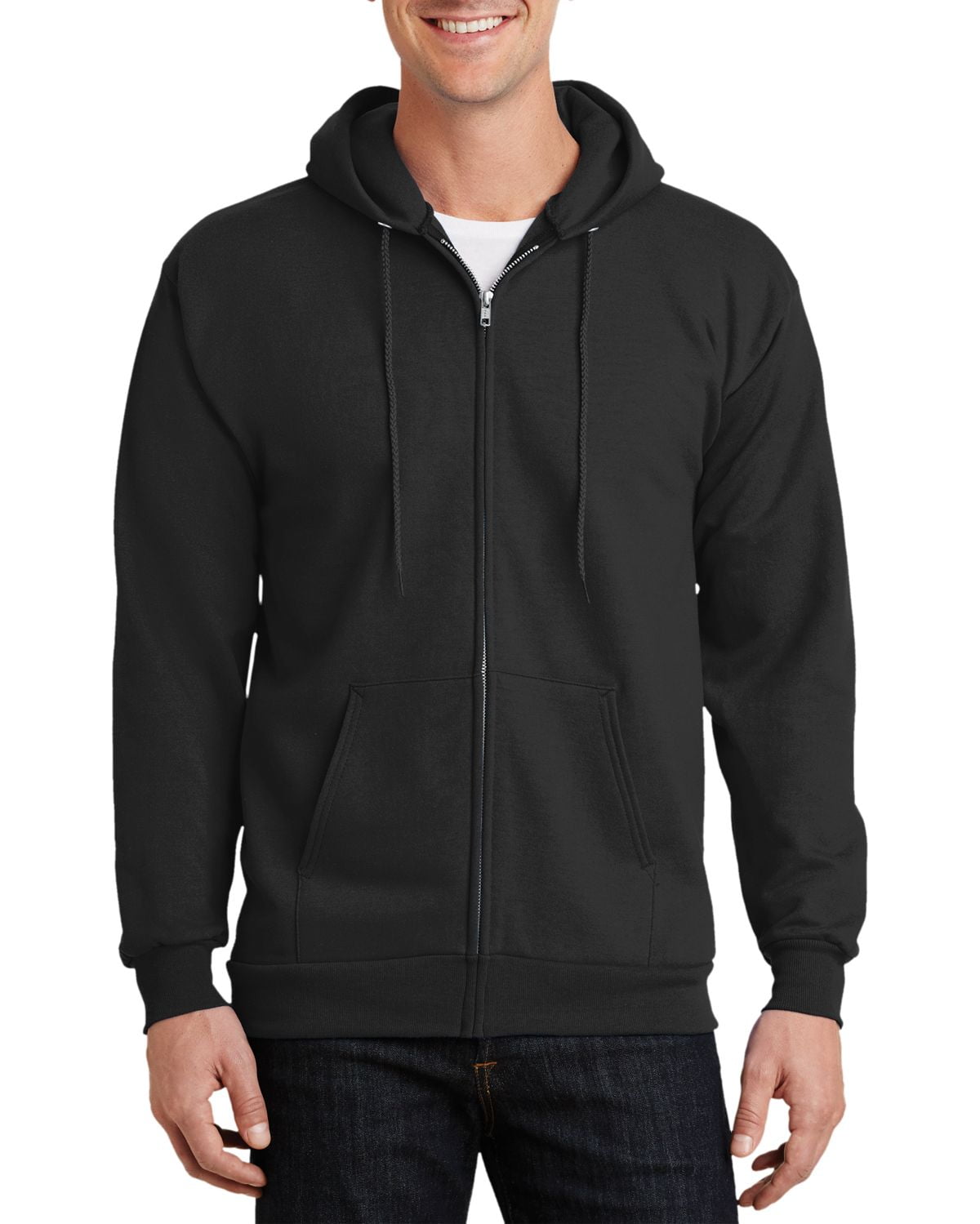 JustBlanks Tall Mens Essential Full Zip Hoodie Warm Fleece Sweatshirt with Drawstring Hood