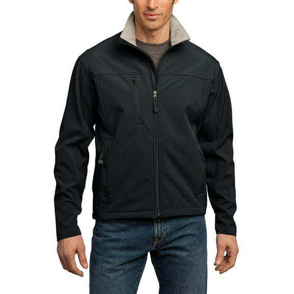 Just Blanks Tall Glacier Soft Shell Jacket Waterproof Rating Two-Way Zipper, Black/ Chrome, 4XLT
