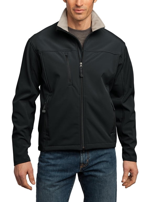 Just Blanks Tall Glacier Soft Shell Jacket Waterproof Rating Two-Way Zipper, Black/ Chrome, 4XLT