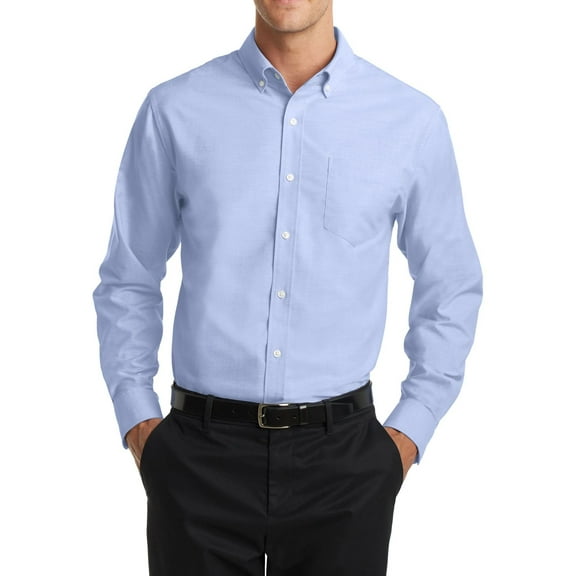 JustBlanks Mens Tall Oxford Dress Shirt Long Sleeve Button Down Collar Wrinkle Resistant Cotton Poly Blend