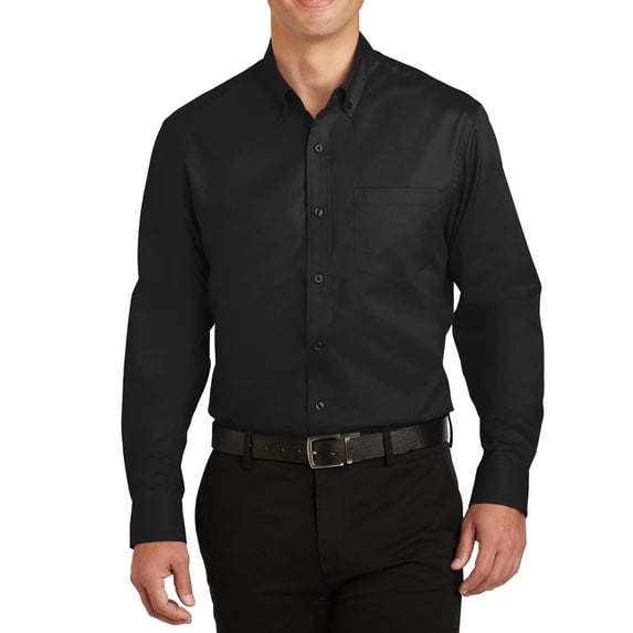 JustBlanks Mens Tall Fit Long Sleeve Twill Shirt with Button Down Collar