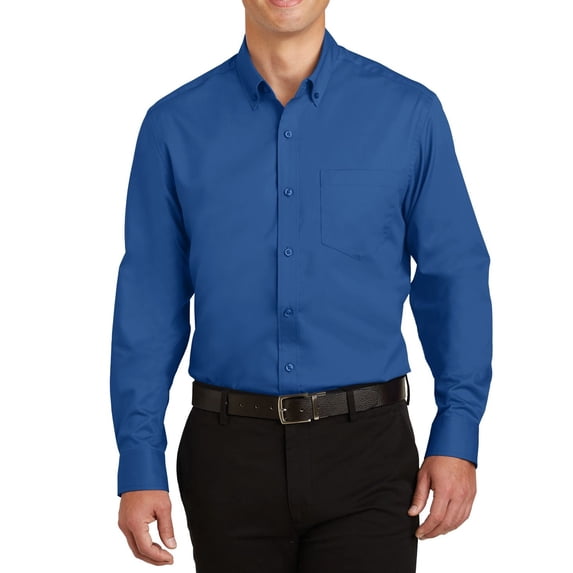 JustBlanks Mens Tall Fit Long Sleeve Twill Shirt with Button Down Collar