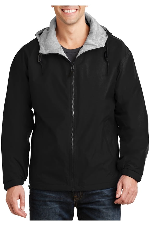 Just Blanks Team Jacket Drawcord Hood Slash Pockets, Black/Light Oxford, 6XL