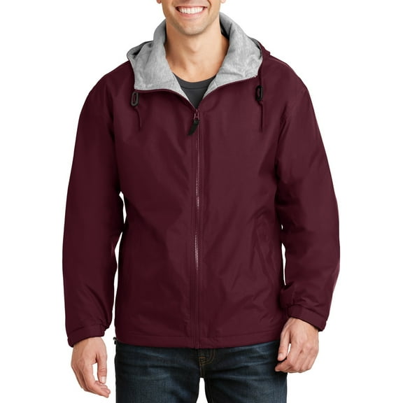 Just Blanks Team Jacket Drawcord Hood Slash Pockets, Maroon/Light Oxford, 5XL