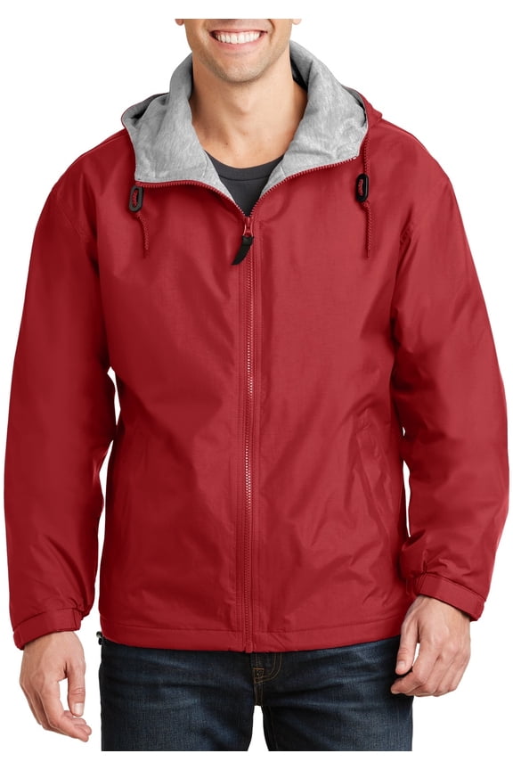 Just Blanks Team Jacket Drawcord Hood Slash Pockets, Red/Light Oxford, 6XL