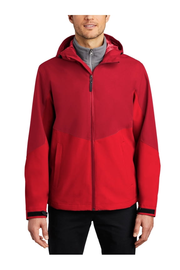 Tech Rain Jacket with Adjustable Hood Waterproof Breathable Polyester Shell