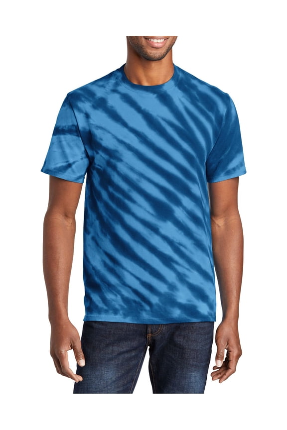 Just Blanks Tiger Stripe Tie-Dye Tee Sewn With Cotton Thread For A Finished Look, Navy, 4XL