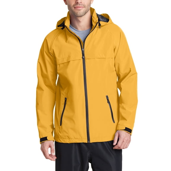 Just Blanks Torrent Waterproof Jacket Adjustable Self-Fabric Tab Cuffs With Hook And Loop Closures Front Zippered Pockets, Slicker Yellow, 4XL