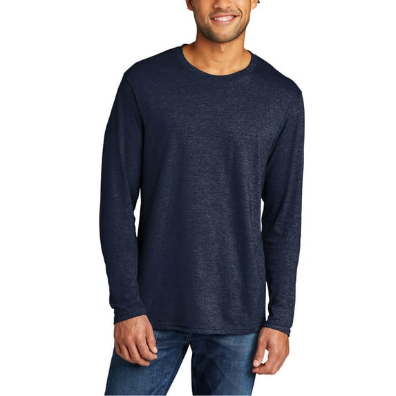 JustBlanks Tri Blend Long Sleeve Soft Lightweight T Shirt with Ribbed Crew Neck