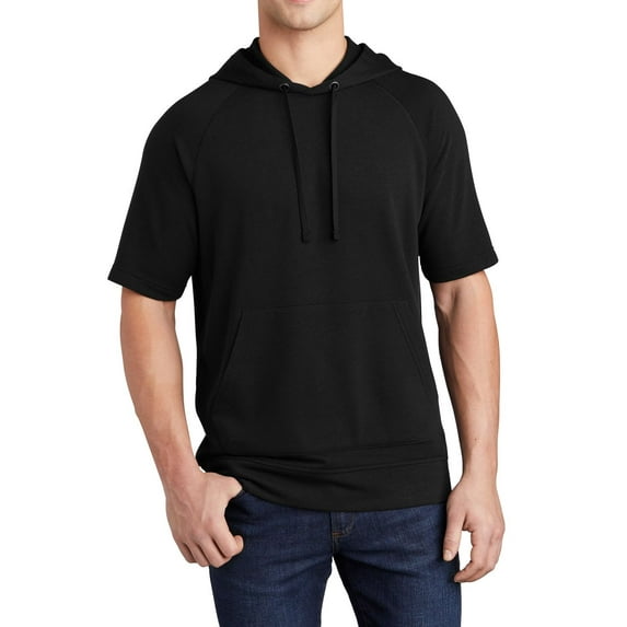 JustBlanks Mens Tri Blend Short Sleeve Pullover Hoodie with Moisture Wicking Fleece Fabric