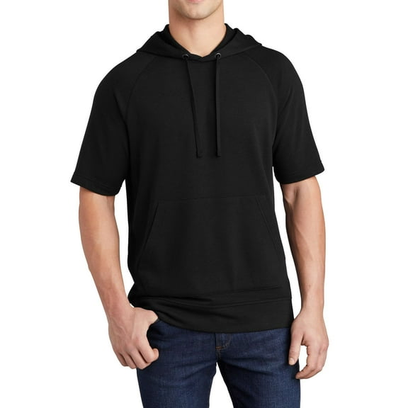 JustBlanks Mens Tri Blend Short Sleeve Pullover Hoodie with Moisture Wicking Fleece Fabric