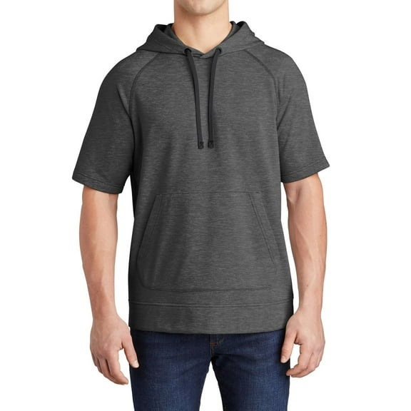 JustBlanks Mens Tri Blend Short Sleeve Pullover Hoodie with Moisture Wicking Fleece Fabric