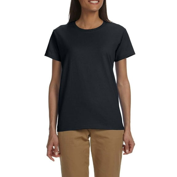 JustBlanks Womens Ultra Cotton Heavyweight Classic Fit Ribbed Crew Neck Short Sleeves T Shirt