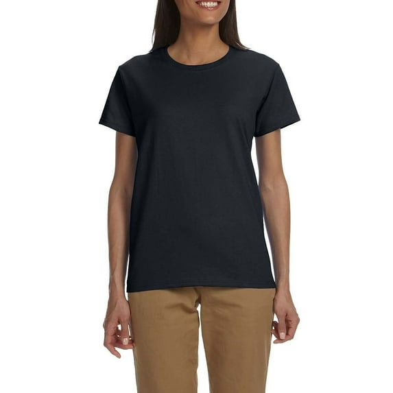 JustBlanks Womens Ultra Cotton Heavyweight Classic Fit Ribbed Crew Neck Short Sleeves T Shirt