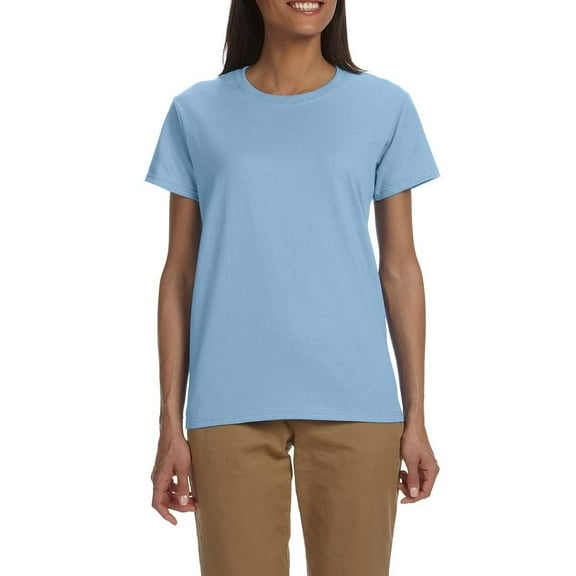 JustBlanks Womens Ultra Cotton Heavyweight Classic Fit Ribbed Crew Neck Short Sleeves T Shirt