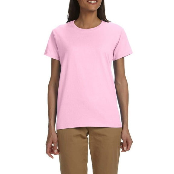 JustBlanks Womens Ultra Cotton Heavyweight Classic Fit Ribbed Crew Neck Short Sleeves T Shirt