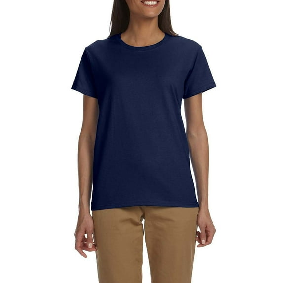 JustBlanks Womens Ultra Cotton Heavyweight Classic Fit Ribbed Crew Neck Short Sleeves T Shirt