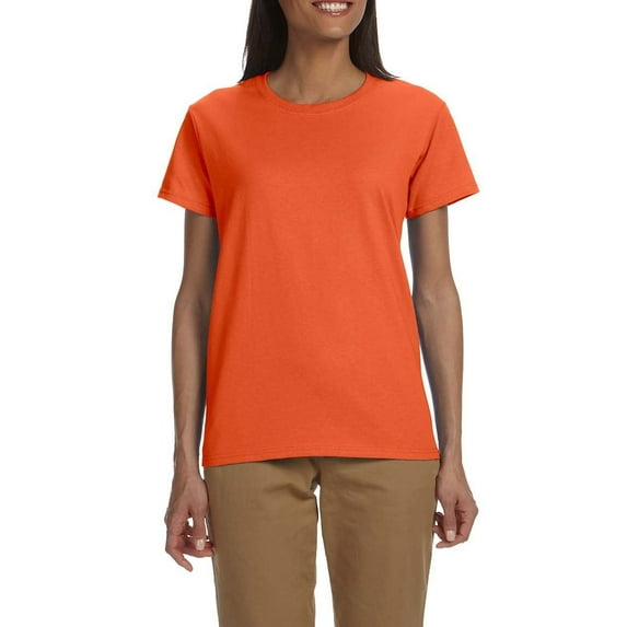 JustBlanks Womens Ultra Cotton Heavyweight Classic Fit Ribbed Crew Neck Short Sleeves T Shirt