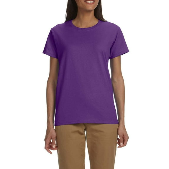 JustBlanks Womens Ultra Cotton Heavyweight Classic Fit Ribbed Crew Neck Short Sleeves T Shirt