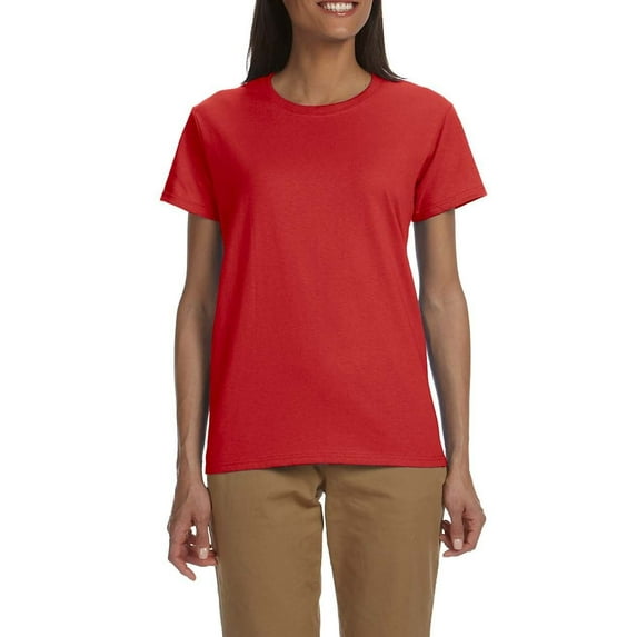 JustBlanks Womens Ultra Cotton Heavyweight Classic Fit Ribbed Crew Neck Short Sleeves T Shirt