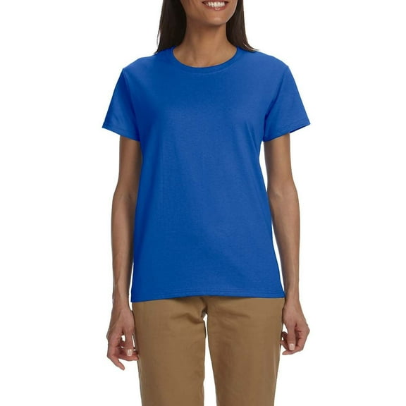 JustBlanks Womens Ultra Cotton Heavyweight Classic Fit Ribbed Crew Neck Short Sleeves T Shirt