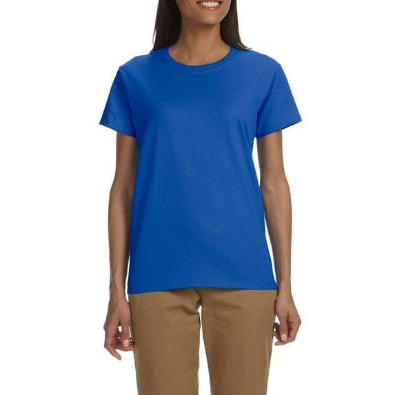 JustBlanks Womens Ultra Cotton Heavyweight Classic Fit Ribbed Crew Neck Short Sleeves T Shirt