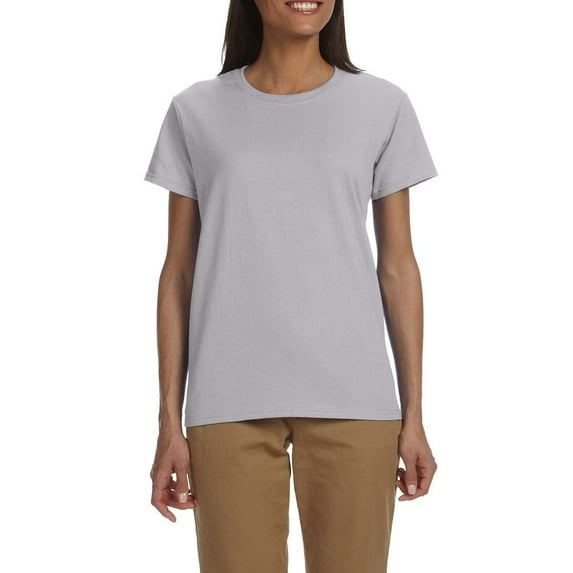 JustBlanks Womens Ultra Cotton Heavyweight Classic Fit Ribbed Crew Neck Short Sleeves T Shirt