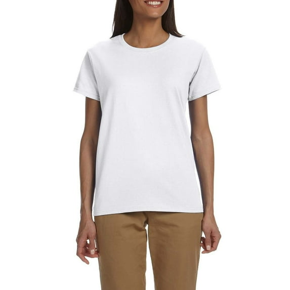 JustBlanks Womens Ultra Cotton Heavyweight Classic Fit Ribbed Crew Neck Short Sleeves T Shirt