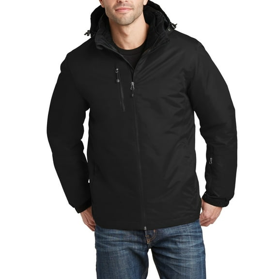 Just Blanks Vortex Waterproof 3-in-1 Jacket Detachable Hood With Drawcord And Toggles For Adjustability, Black/ Black, S