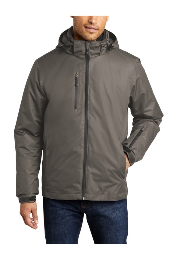Just Blanks Vortex Waterproof 3-in-1 Jacket Detachable Hood With Drawcord And Toggles For Adjustability, Deep Smoke/ Charcoal, L