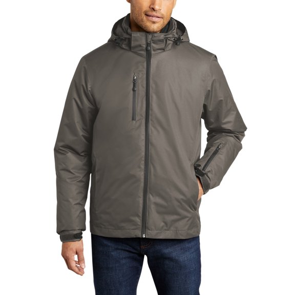 Just Blanks Vortex Waterproof 3-in-1 Jacket Detachable Hood With Drawcord And Toggles For Adjustability, Deep Smoke/ Charcoal, S