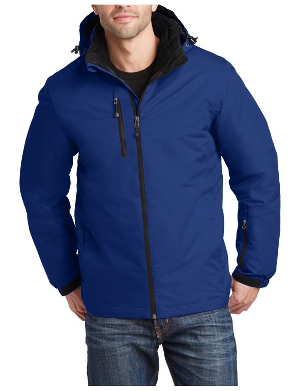 Just Blanks Vortex Waterproof 3-in-1 Jacket Detachable Hood With Drawcord And Toggles For Adjustability, Night Sky Blue/ Black, 4XL