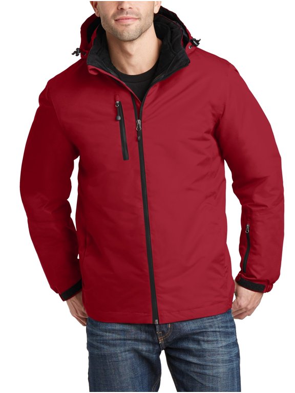 Just Blanks Vortex Waterproof 3-in-1 Jacket Detachable Hood With Drawcord And Toggles For Adjustability, Rich Red/ Black, 4XL