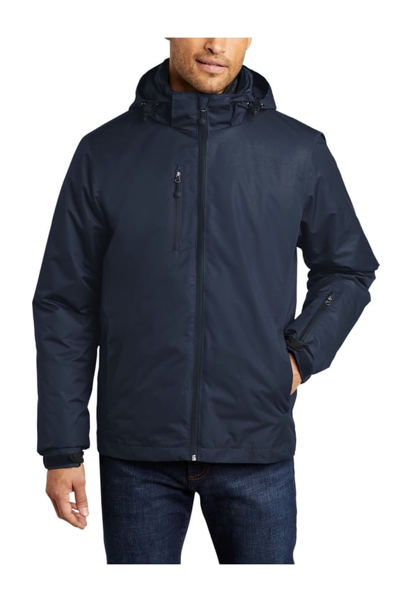 Just Blanks Vortex Waterproof 3-in-1 Jacket Detachable Hood With Drawcord And Toggles For Adjustability, River Blue Navy/ River Blue Navy, 3XL