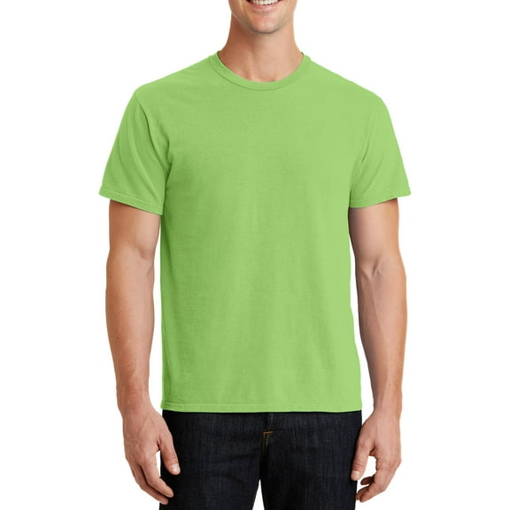 Just Blanks Wash Garment-Dyed Tee Double Needle Seamless Crewneck, Limeaide, 4XL