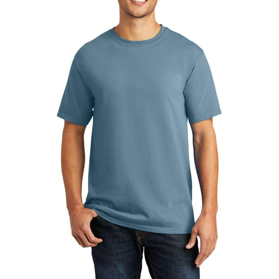 Just Blanks Wash Garment-Dyed Tee Double Needle Seamless Crewneck, Mist, 4XL